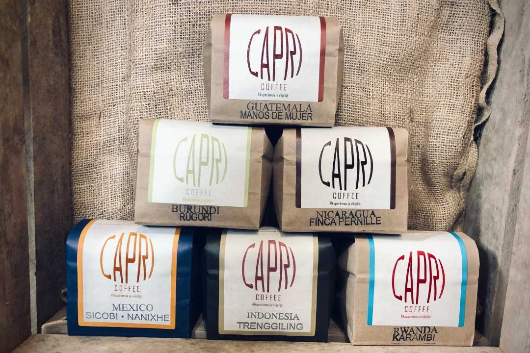 Capri Coffee tuotepakkauksia Capri Coffee tuotepakkauksia